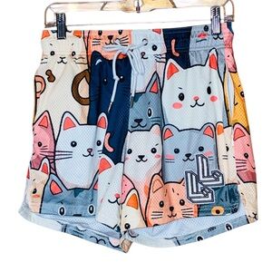 LumberLegs Crazy Cats Mesh tie drawstring Shorts